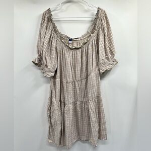 Old Navy Plaid Mini Dress - Cream and Brown